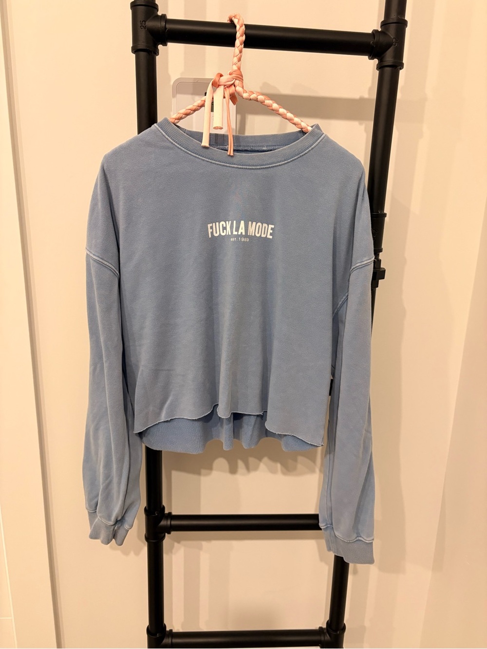 Blue Graphic Cropped Sweatshirt - Unbranded